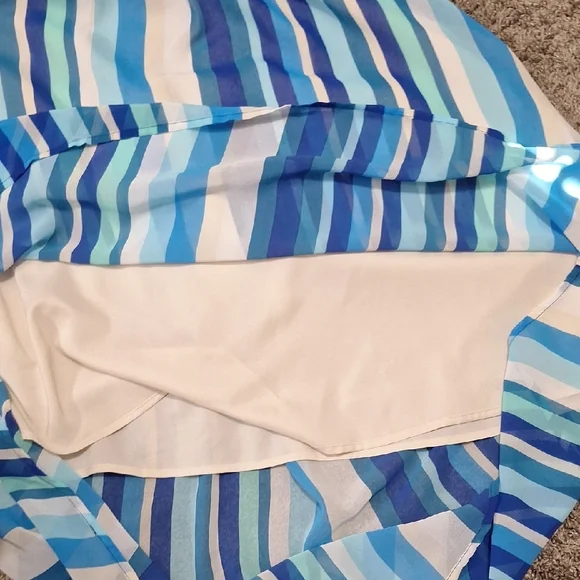 Modcloth Lined Halter  Backless Striped Midi Dress-Monochromatic Blue/White-L - Picture 7 of 9